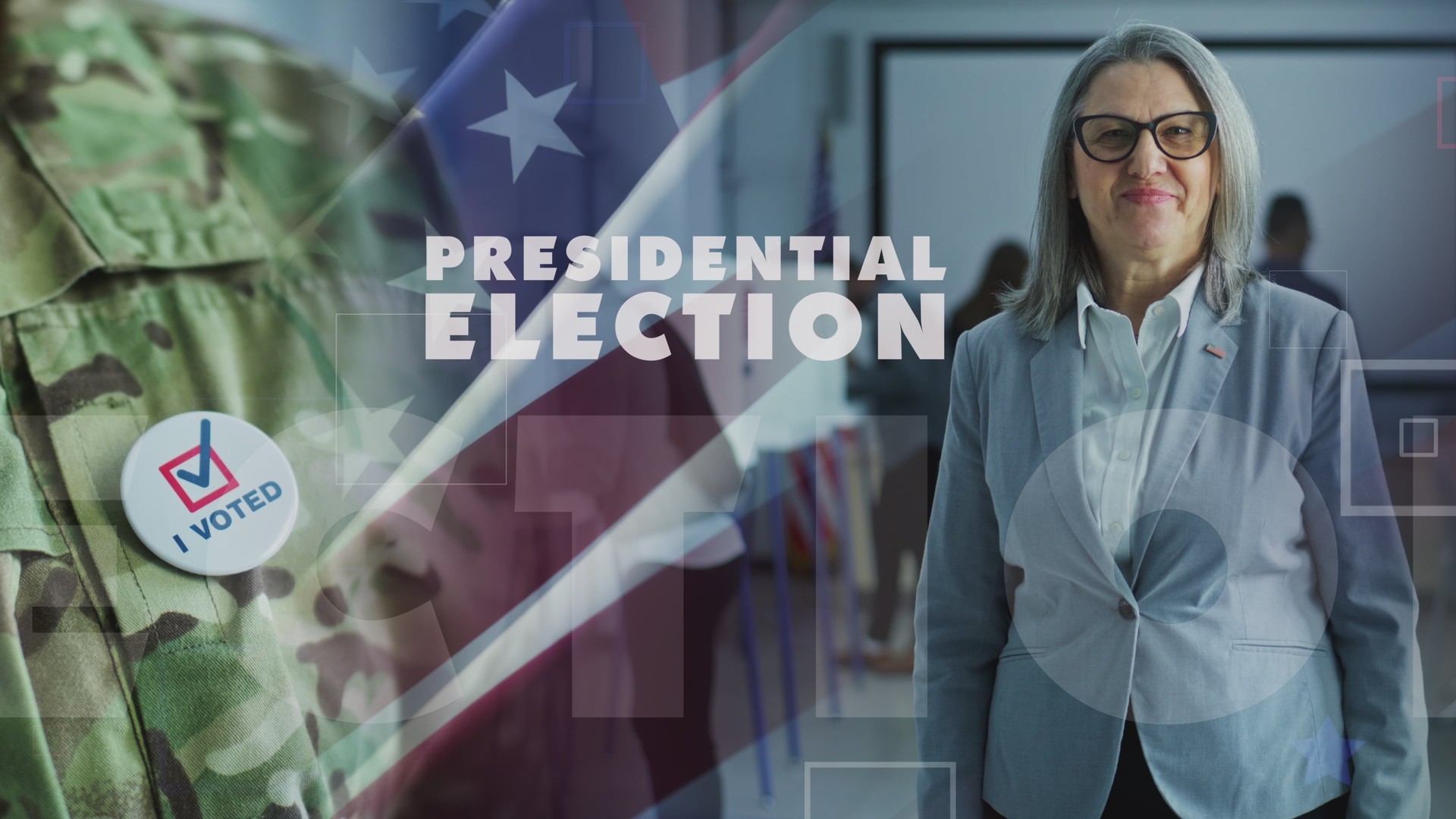 Social video about USA Presidential Election Day with multiethnic US citizens looking at camera